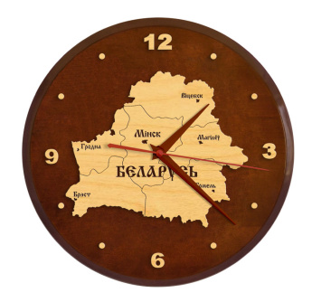 Настенные часы ''Карта РБ'' круглые на бел. языке
