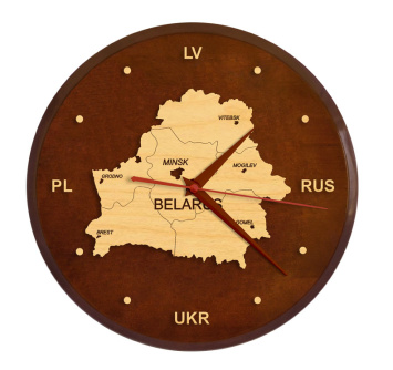 Настенные часы ''Карта РБ'' круглые на англ. языке 