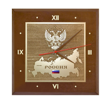 Настенные часы ''Карта России с гербом РФ'' КВ